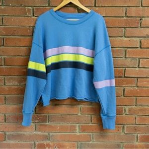 American Eagle Aerie Oversized Tape Stripe Pullover Sweatshirt Extra Large XL